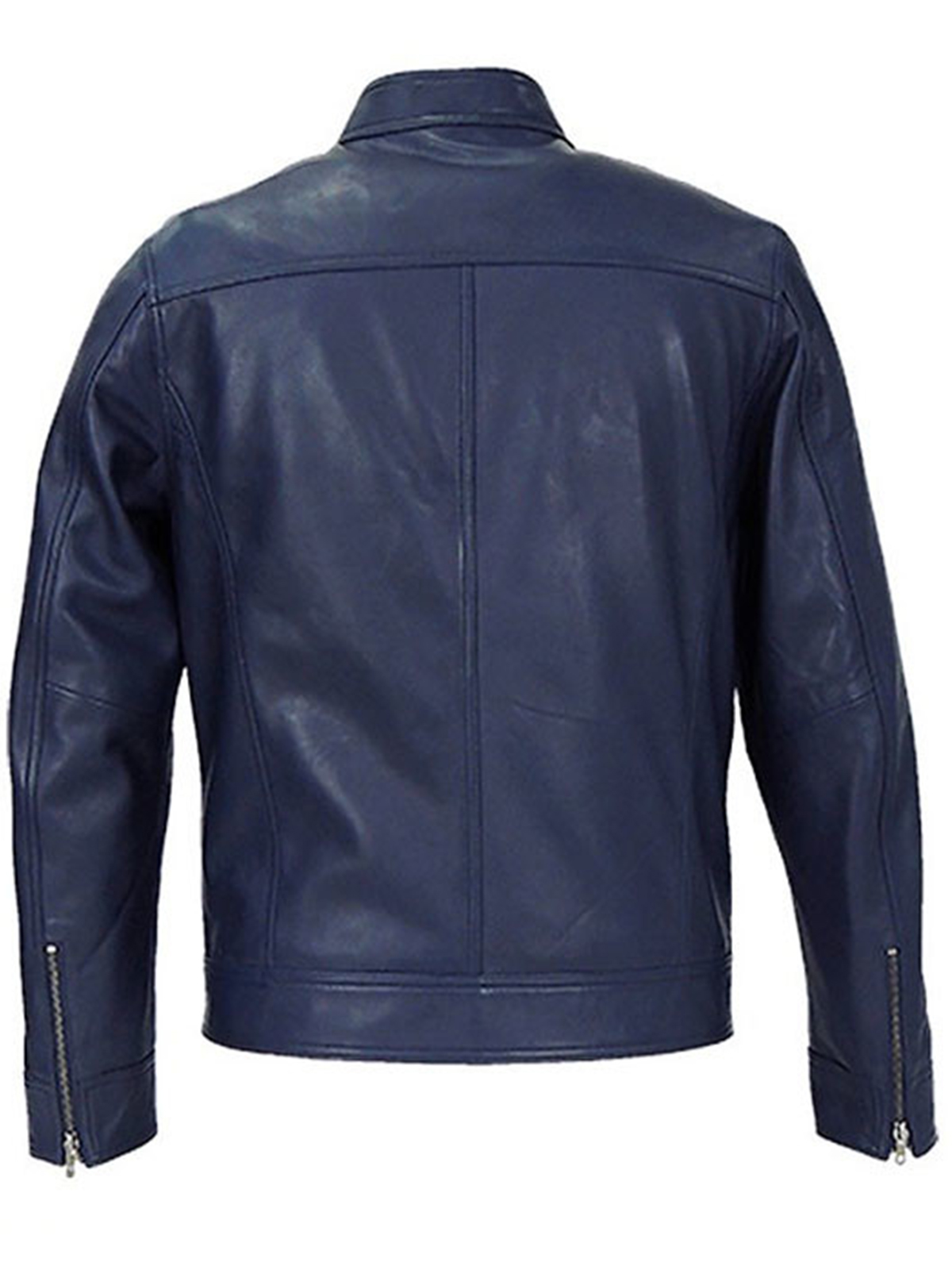 Ionic Blue Leather Jacket For Man