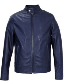 Ionic Blue Leather Jacket For Man