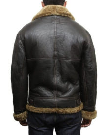 Real Shearling Sheepskin Flaying Black Jacket