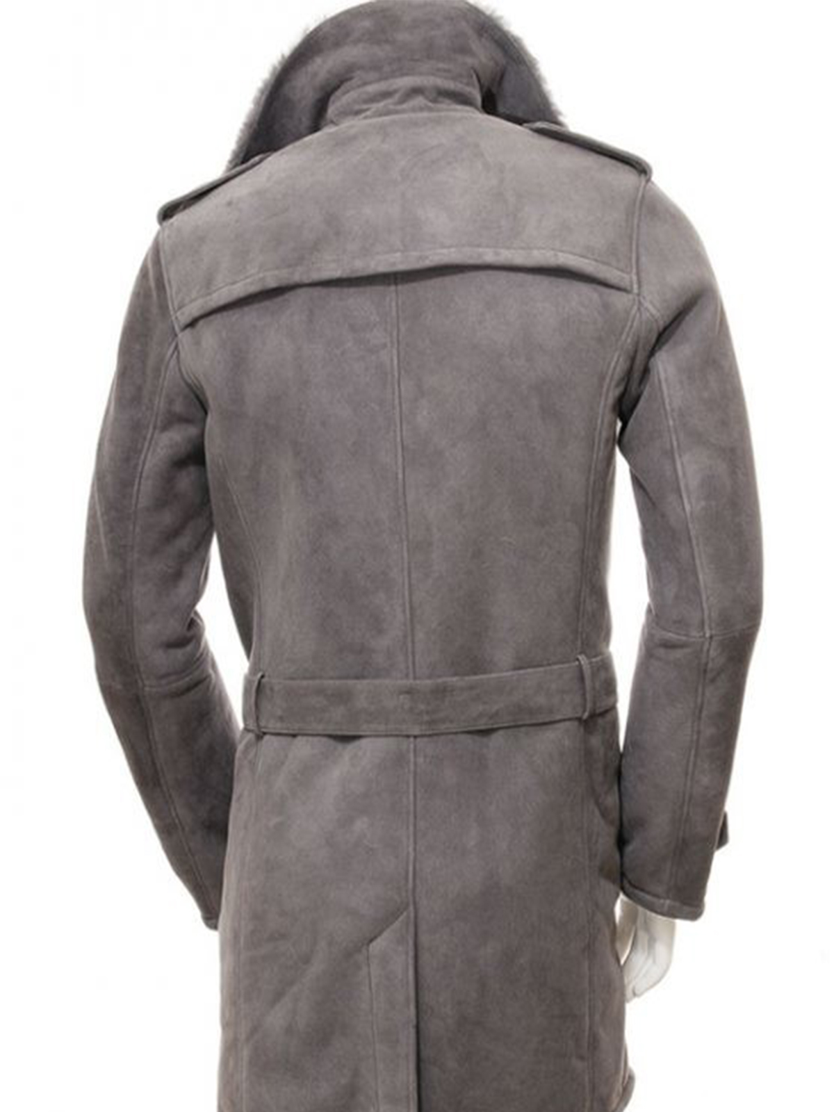 Shearling Sheepskin Grey  Leather  Coat  Stars Jackets