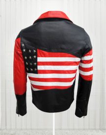 Amazing American Flag Cow Leather Jacket