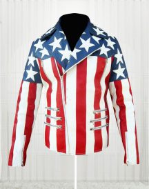 American Flag White Double Breasted Jacket