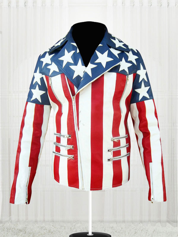 American Flag White Double Ted Jacket