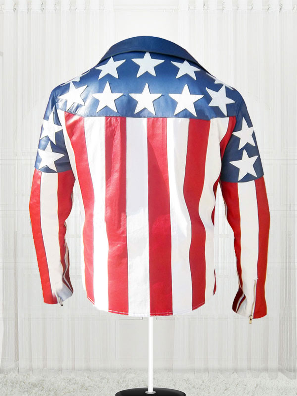American Flag White Double Breasted Jacket