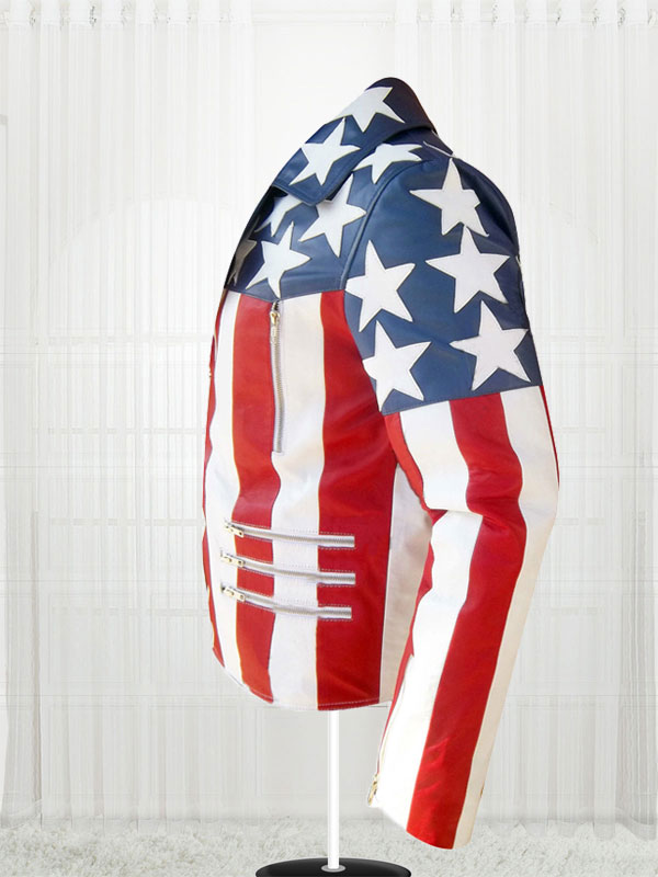 American Flag White Double Breasted Jacket