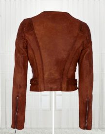 Ashley Benson Collarless Leather Jackets