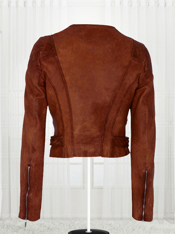 Ashley Benson Collarless Leather Jacket