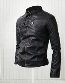 Classic Black Button Pocket Leather Jackets