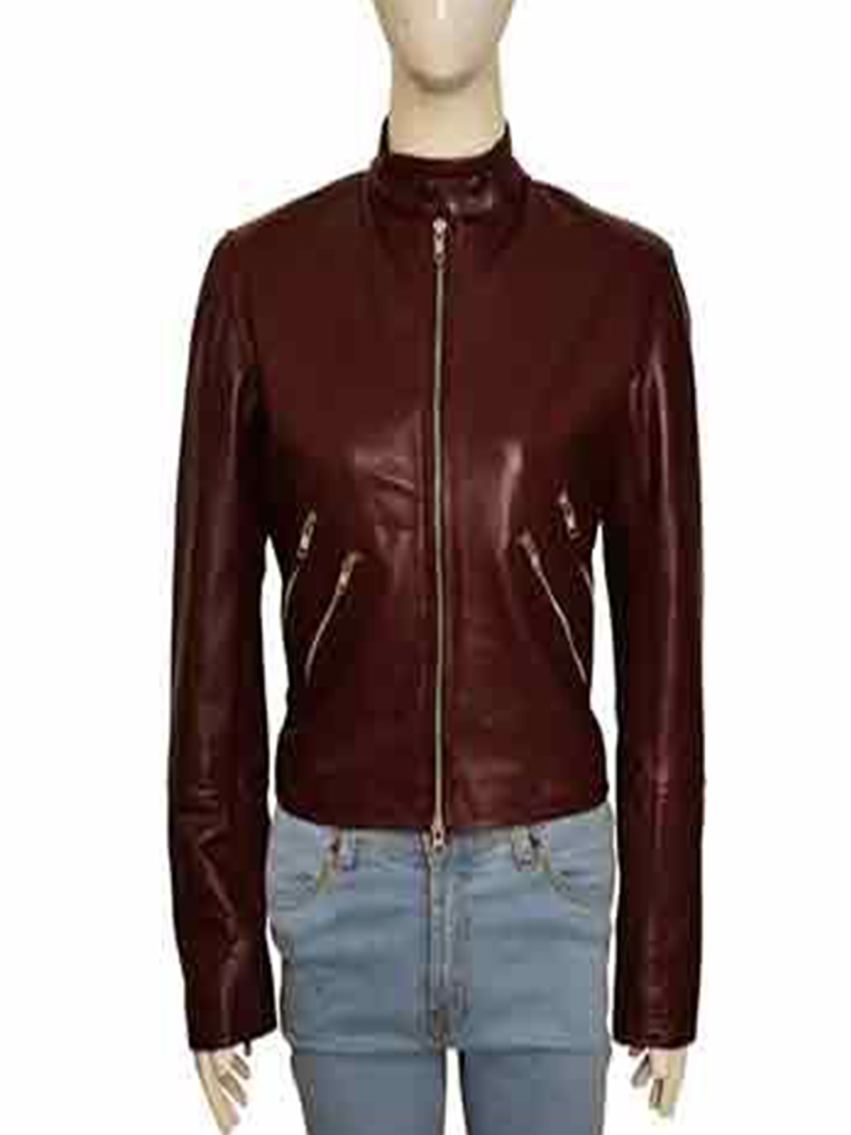 Cobie Smulders Maroon Leather Jacket