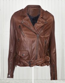 Emma Watson Slim Fit Fancy Brown Leather Jacket