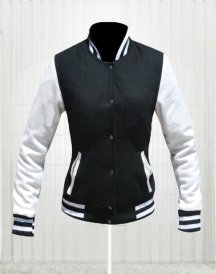 Kim Kardashian Simone Varsity Bomber Design Moda Jackets in Black & White