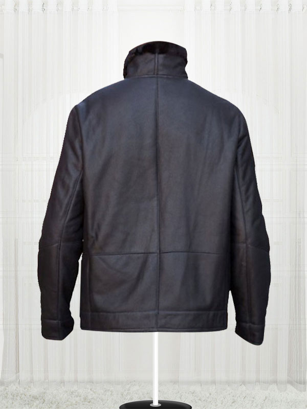 Mens FJ14 Shearling Black Leather Jacket