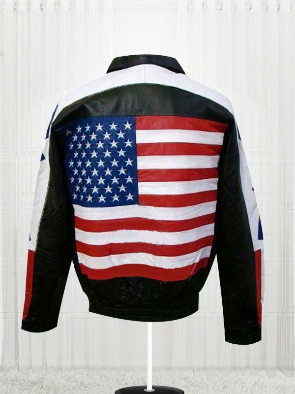 Shirt Collar Flag Leather Jacket