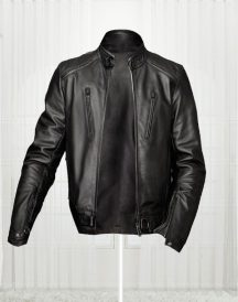 Slim Fit Bikers Black Leather Jacket For Men's