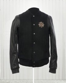 Teddy Varsity Leather Sleeve Baseball Jacket