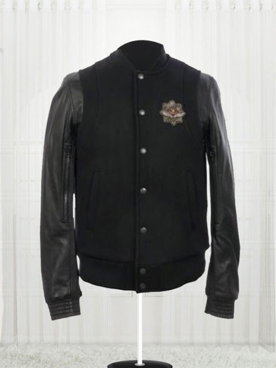 Teddy Varsity Baseball Leather Jacket Stars Jackets Teddy Varsity Leather Sleeve Baseball Jacket