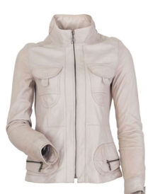 Vitória Sporty Women White Motorcycle Jacket