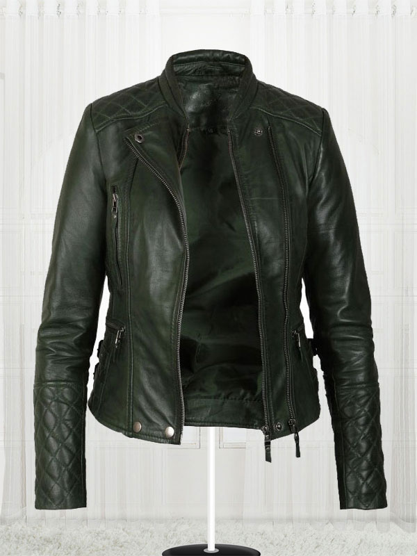 Women's Olive Green Biker New Fashionable Leather Jackets