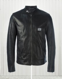 Zipped Simple For Mens Black Leather Jacket