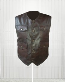 Genuine Lambskin Cargo Brown Vest