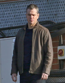 Jason Matt Damon Bourne Sequel Brown Leather Jacket
