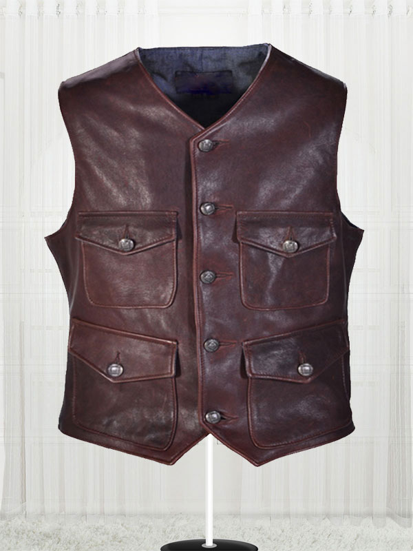 Genuine Lambskin Cargo Brown Vest