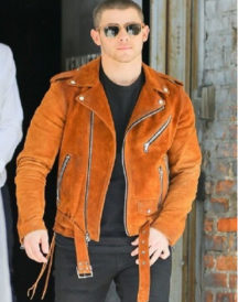 Nick Jonas Amiri Suede Biker Leather Jacket