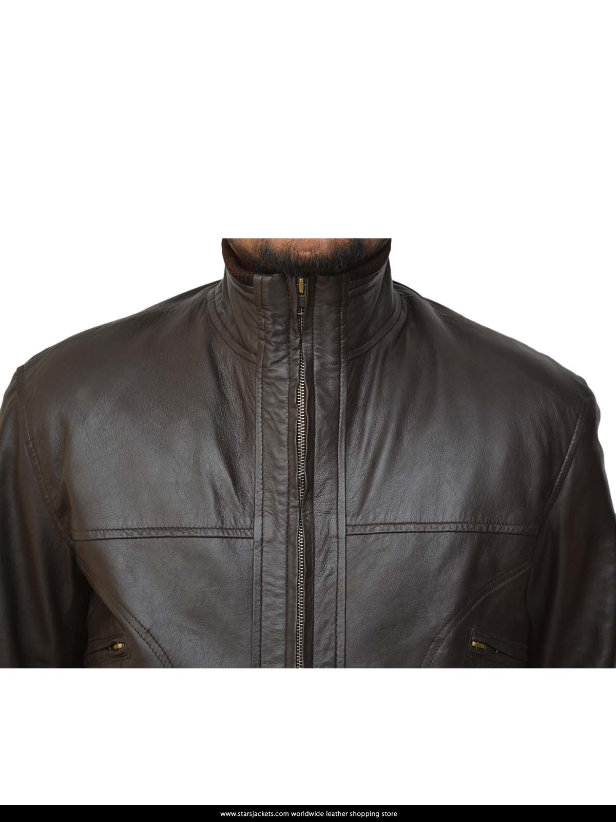 6 Pocket Slim-fit Bomber Leather Jacket