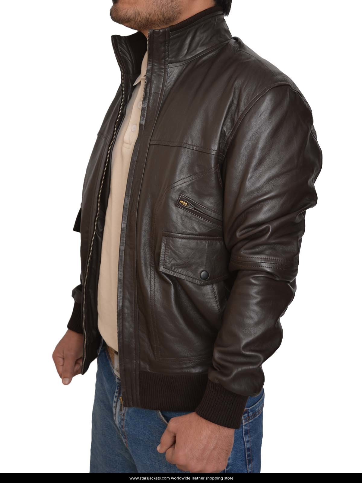 6 Pocket Slim-fit Bomber Leather Jacket