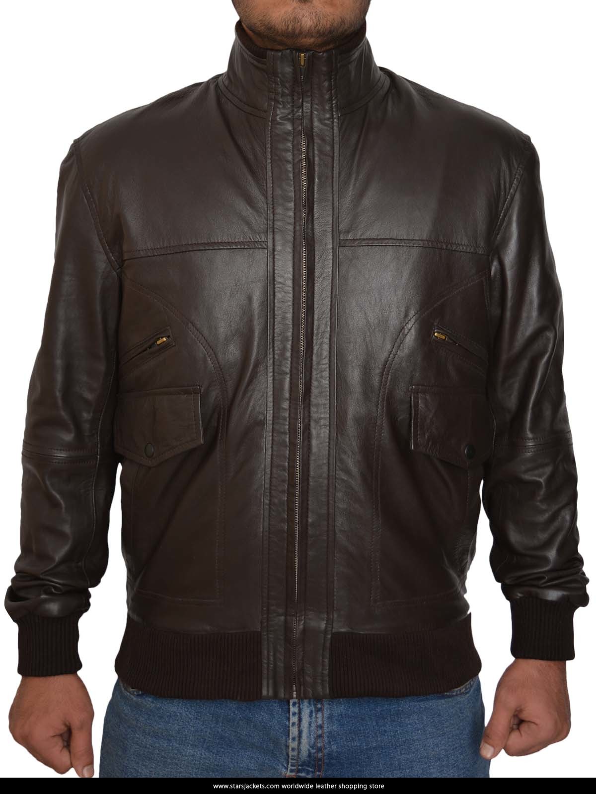 6 Pocket Slim-fit Bomber Leather Jacket