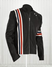 American Flag Jacket - Black Leather Motorcycle Jacket