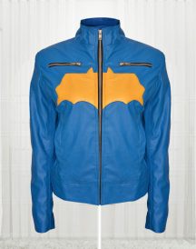 Batgirl Blue and Yellow Leather Jacket