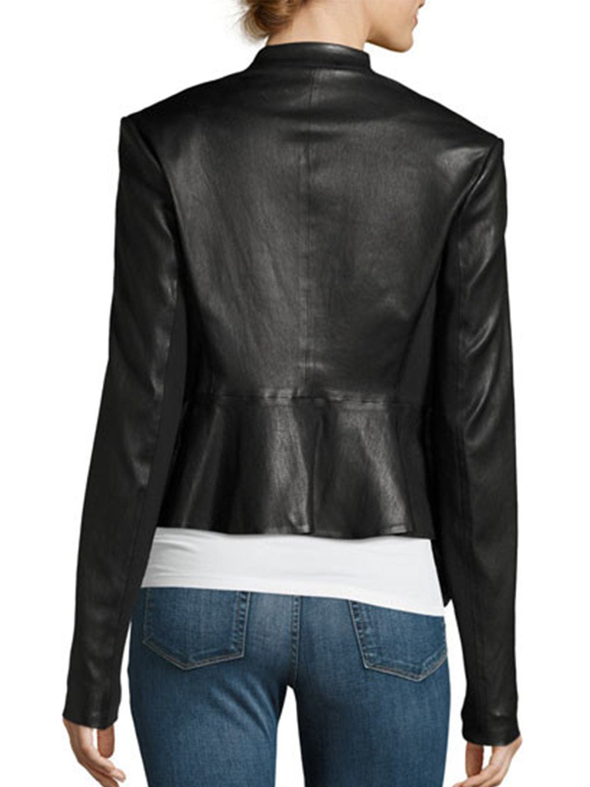 Blouse Black Leather Jacket For Women - Stars Jackets