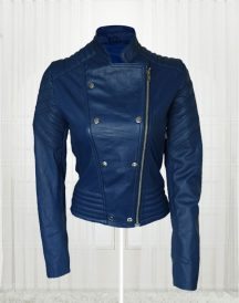 London Studio Susanna Reid Blue leather Jacket