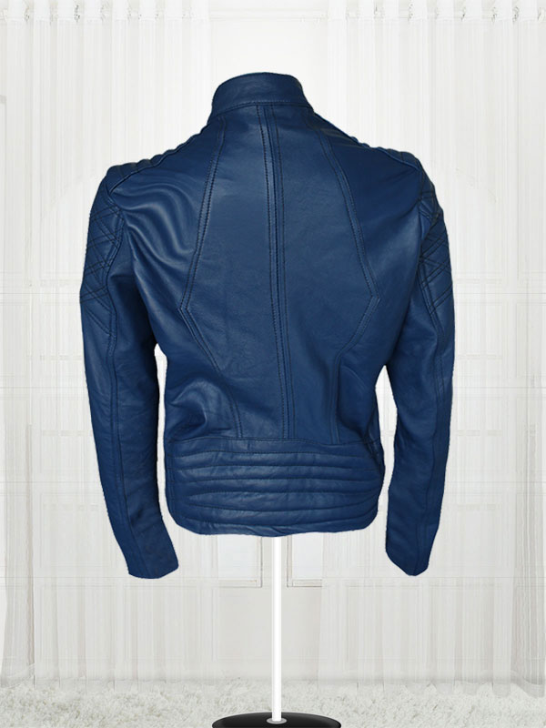 London Studio Susanna Reid Blue leather Jacket
