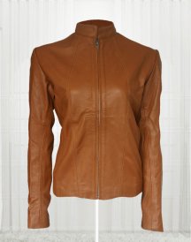 Women Brown Front Zip Jacket
