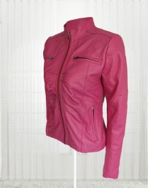 Women Pink Color 4 Pockets Jacket