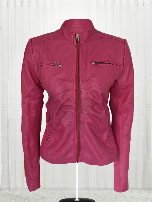 Stylish Pink Color 4 Pockets Women Jacket