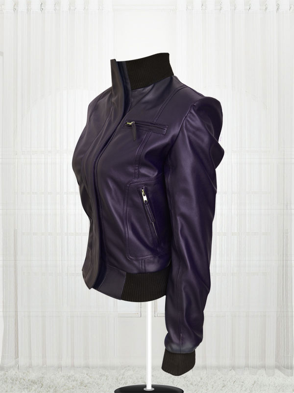 Rose Taylor Blue Bomber Leather Jacket