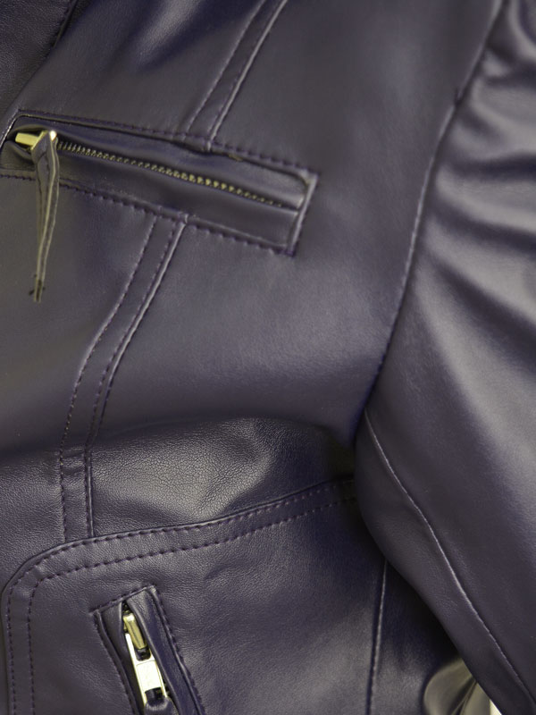 Rose Taylor Blue Bomber Leather Jacket