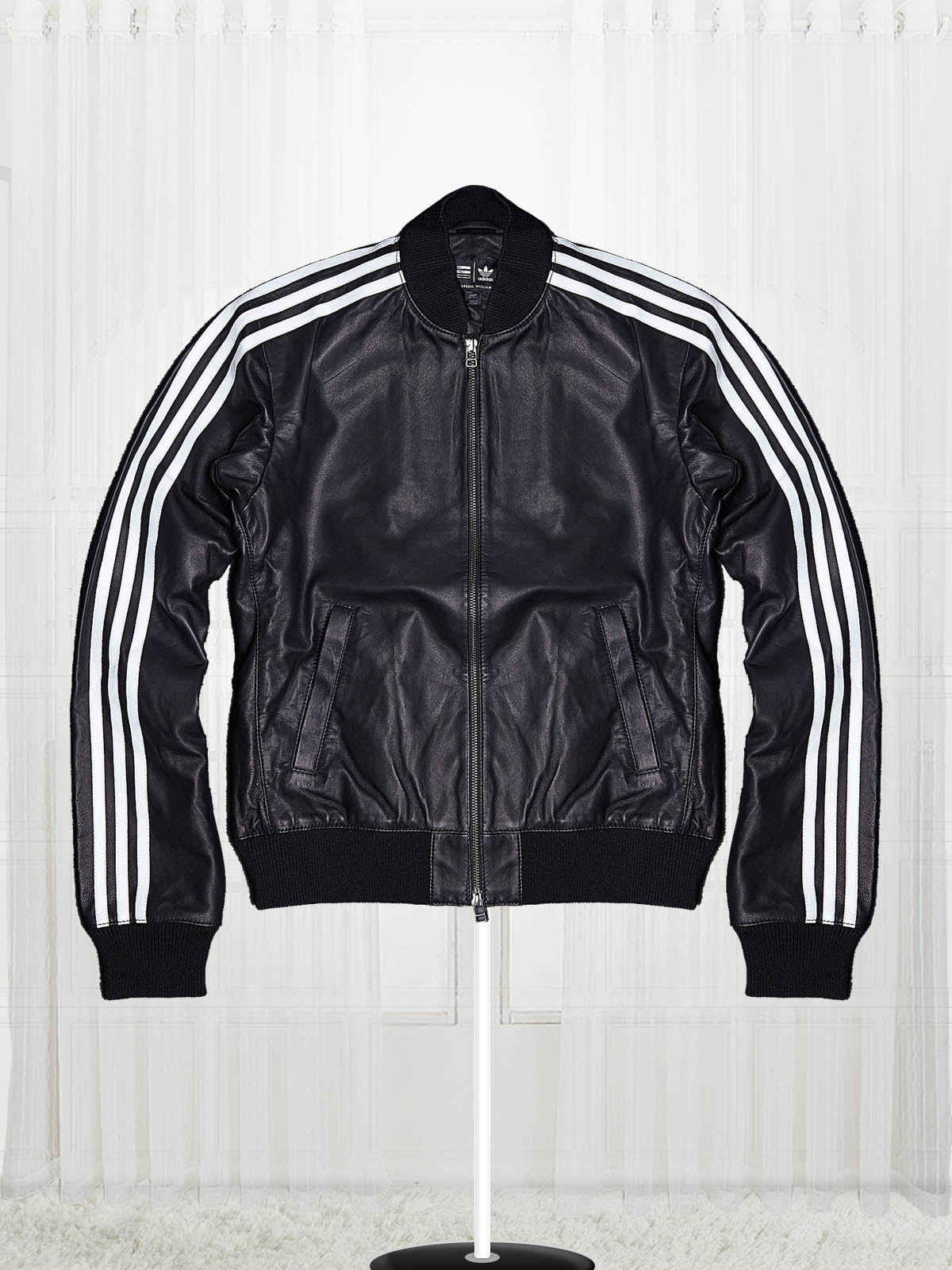 adidas black leather jacket