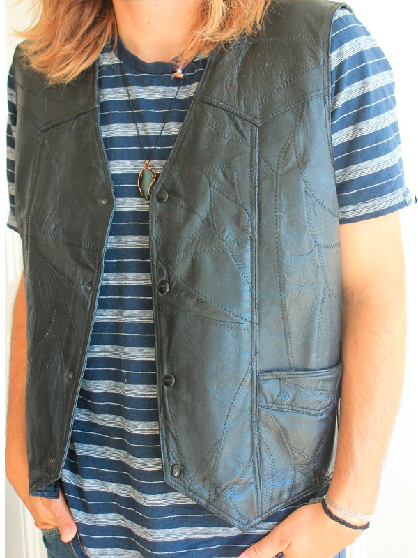 American Flag Men Leather Vest