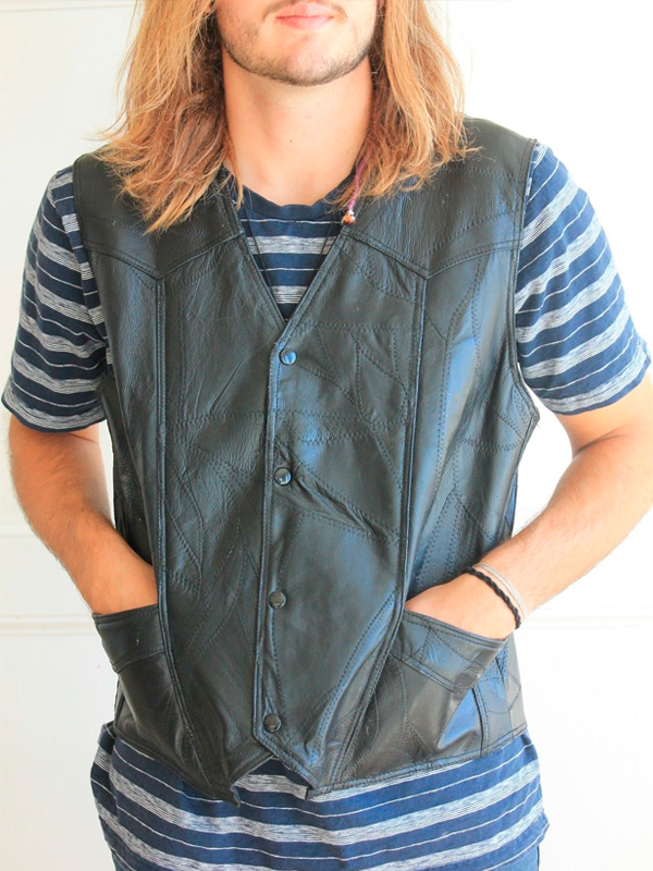 American Flag Men Leather Vest