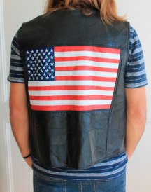 American Flag Men Leather Vest