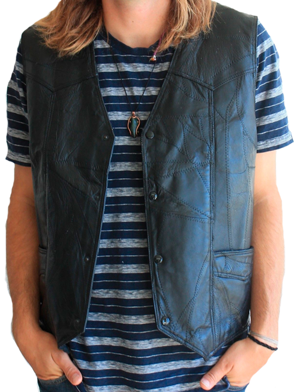 American Flag Men Leather Vest