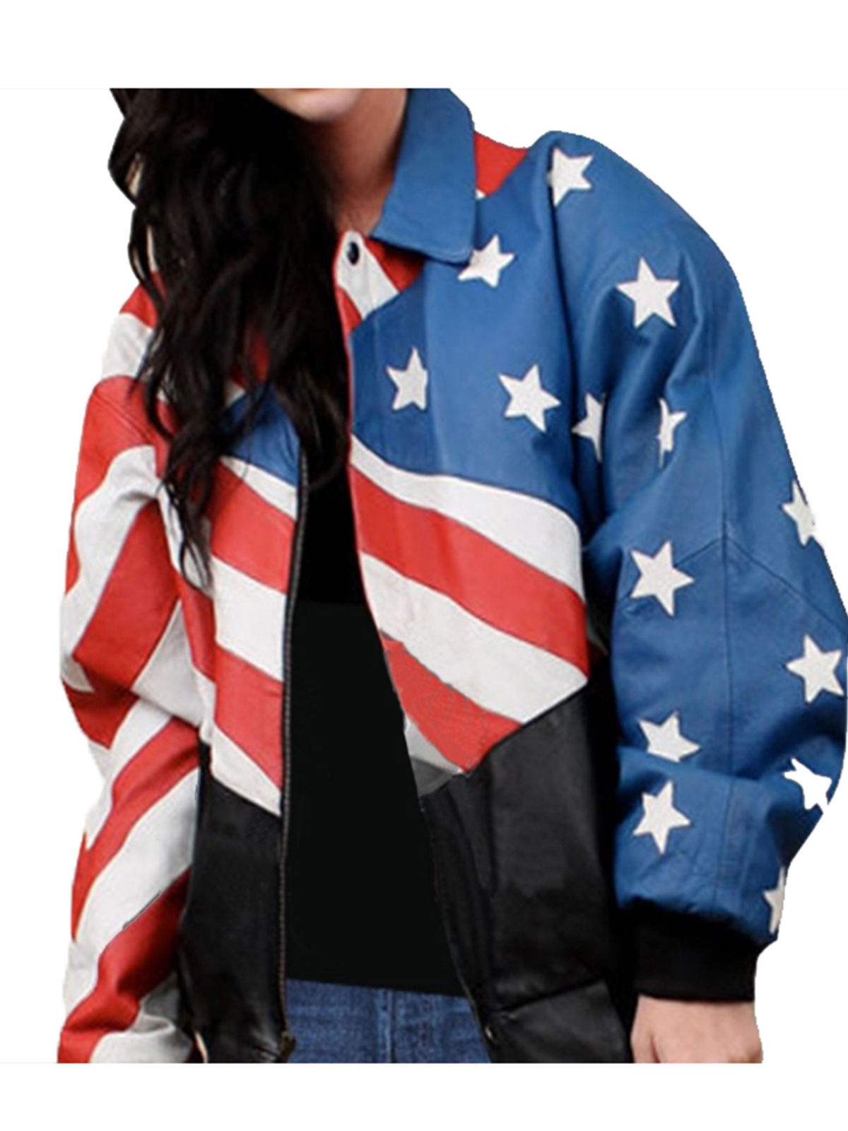 American Flag Stylish Women Leather Jacket