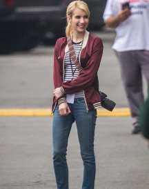 Emma Roberts Nerve Vee Red Satin Jacket