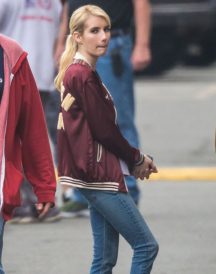 Emma Roberts Nerve Vee Red Satin Jackets