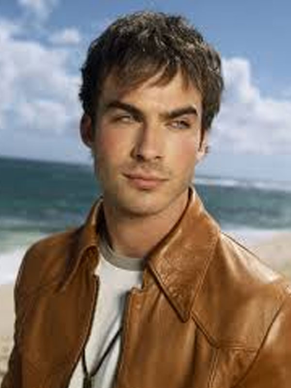 Ian Somerhalder Vampire Diaries Brown Leather Jacket