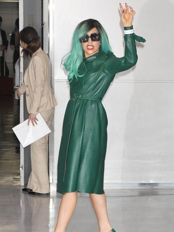 Super Marvelous Lady Gaga Green Trench Coats